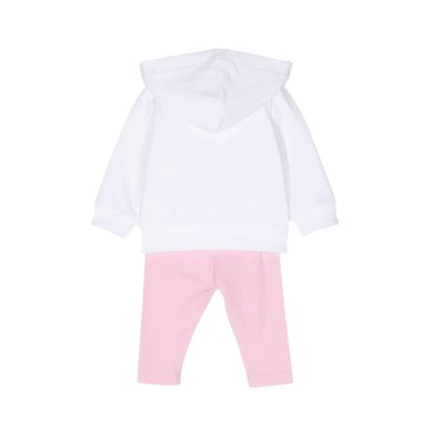 Baby 1Set Hoodie Zipper White And Pants Pink Teddy Bear Logo