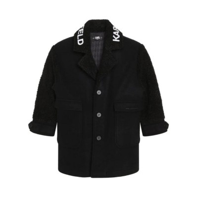 Kids Coat Black With Logo White