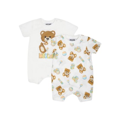 Baby Onesie All Over Teddy Toy White