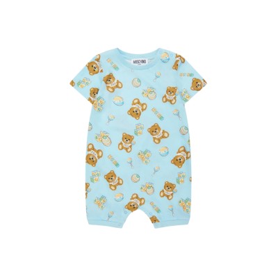 Baby Onesie All Over Teddy Toy Light Blue