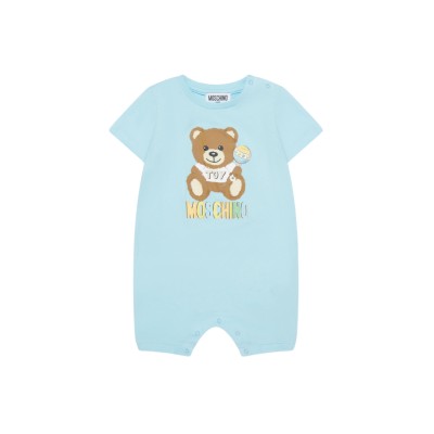 Baby Onesie All Over Teddy Toy Light Blue