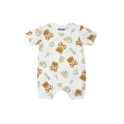 Baby Onesie All Over Teddy Toy White