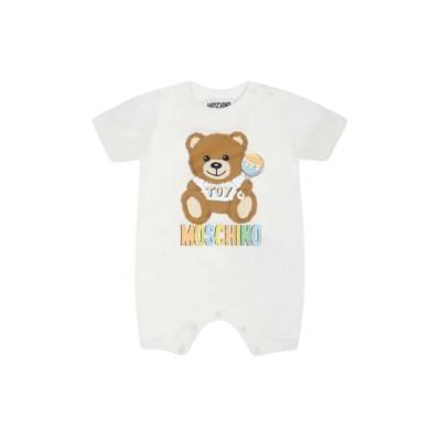 Baby Onesie All Over Teddy Toy White