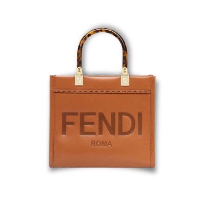 Sunshine Small Fendi Roma Leather Shopper Bag Brown