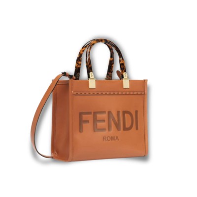 Sunshine Small Fendi Roma Leather Shopper Bag Brown