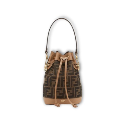 Mini Mon Tresor Jacquard FF Bucket Bag Brown