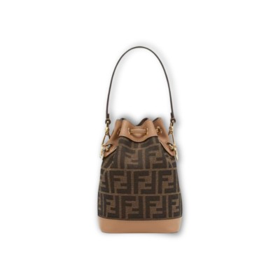 Mini Mon Tresor Jacquard FF Bucket Bag Brown