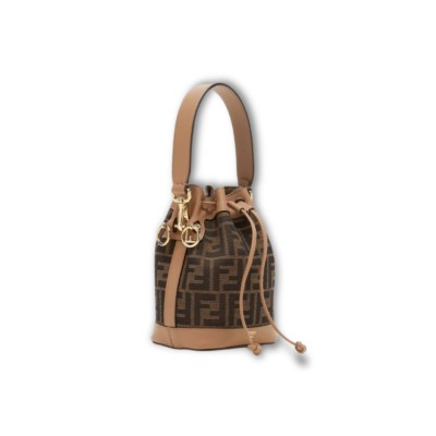 Mini Mon Tresor Jacquard FF Bucket Bag Brown