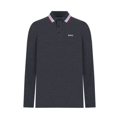 Polo Long Sleeve Plisy 012 Dark Grey List Fuschia