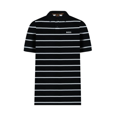 Polo Pales Stripe 001 Black White Logo White