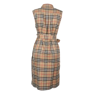 Vintage Check Sleeveless Shirt Dress in Archive Beige