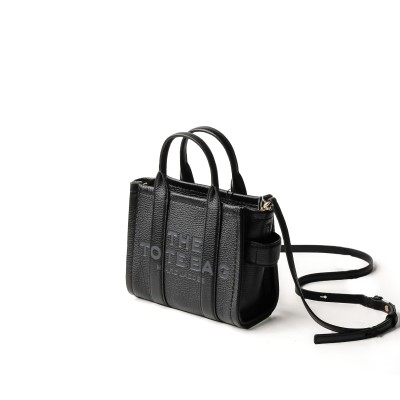 The Leather Micro Tote Bag Black