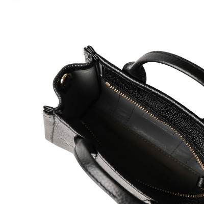 The Leather Micro Tote Bag Black