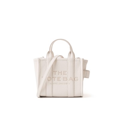 The Leather Micro Tote Bag Cotton/Silver