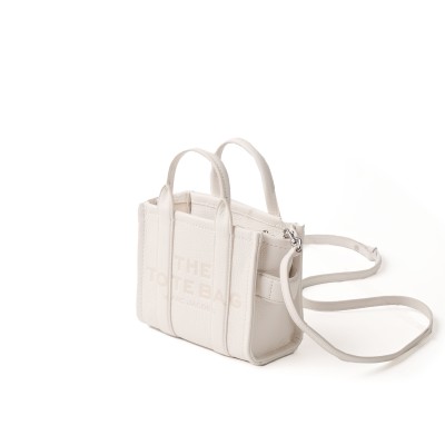 The Leather Micro Tote Bag Cotton/Silver