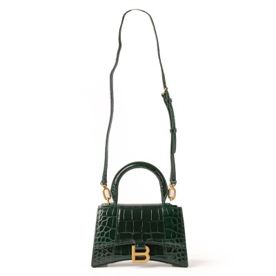 Hourglass XS Top Handle  Forest Green Croco GHW