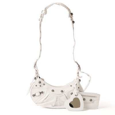 Le Cagole Shoulder Bag XS Arena Lamb Optic White