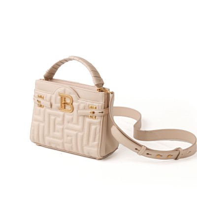 B-Buzz 22 Top Handle Bag in Monogram Quilted Leather Beige