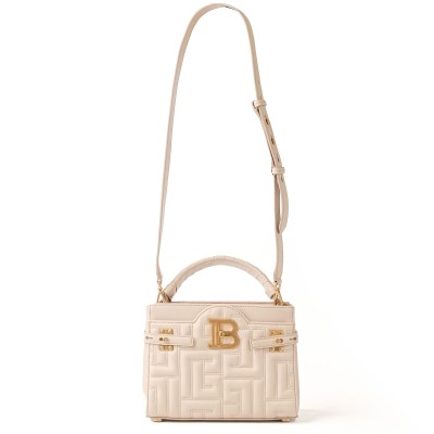 B-Buzz 22 Top Handle Bag in Monogram Quilted Leather Beige