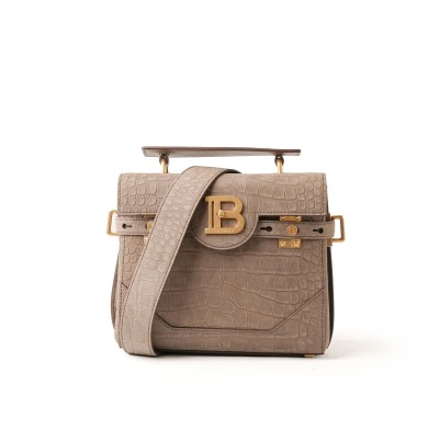 B-Buzz 23 Bag In Crocodile Effect Embossed Leather Taupe