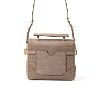 B-Buzz 23 Bag In Crocodile Effect Embossed Leather Taupe