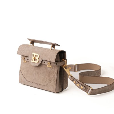 B-Buzz 23 Bag In Crocodile Effect Embossed Leather Taupe