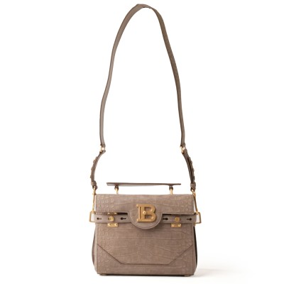 B-Buzz 23 Bag In Crocodile Effect Embossed Leather Taupe