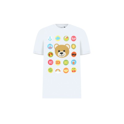 Kids Tshirt Teddy Bear Summer Cotton White Multicolor