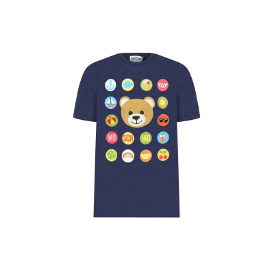 Kids Tshirt Teddy Bear Summer Cotton Navy Multicolor