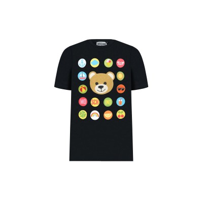 Kids Tshirt Teddy Bear Summer Cotton Black Multicolor