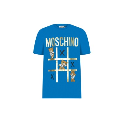 Kids Tshirt Teddy Toy Blue Gold With Logo