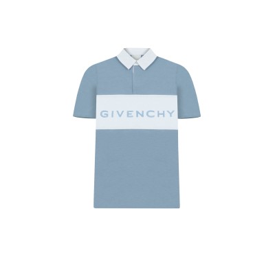 Kids Polo Embossed Logo Pale Blue White