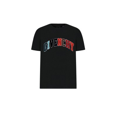 Kids Tshirt Black Logo Velvet Patch Multicolor