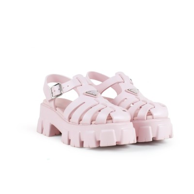 Prada Rubber Sandal Triangle Alabastro Pink