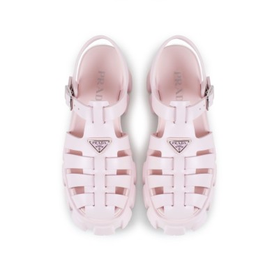 Prada Rubber Sandal Triangle Alabastro Pink