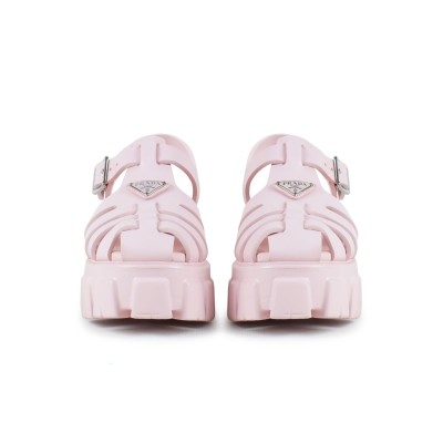 Prada Rubber Sandal Triangle Alabastro Pink