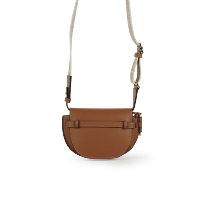 Mini Gate Dual Bag Soft Calfskin and Jacquard in Tan