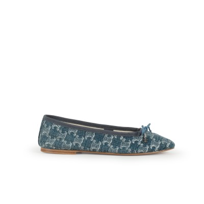 Les Ballerines With Triomphe Laces In Stamped Denim