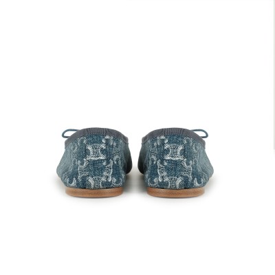 Les Ballerines With Triomphe Laces In Stamped Denim