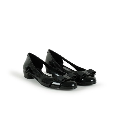 Jelly Ballet Flat With Vara Bow in Black