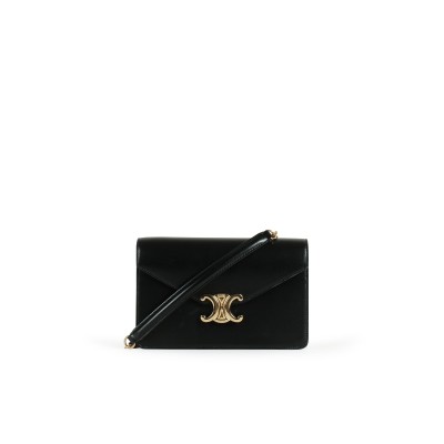 Wallet on Chain Margo in shiny Calfskin Black