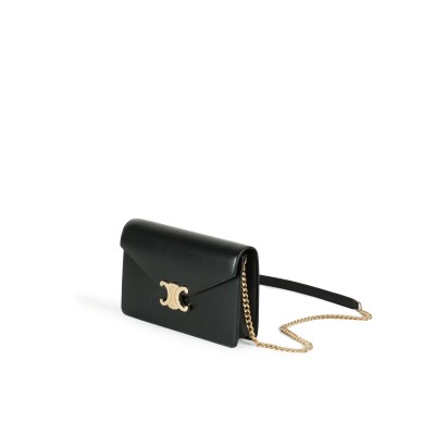 Wallet on Chain Margo in shiny Calfskin Black