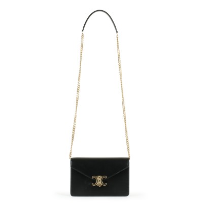 Wallet on Chain Margo in shiny Calfskin Black