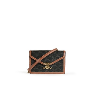 Wallet On Chain Margo In Triomphe Canvas And Calfskin Tan