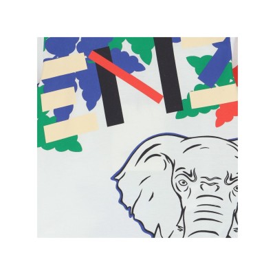 Kids Long Tshirt White Blue Multicolor Elephant