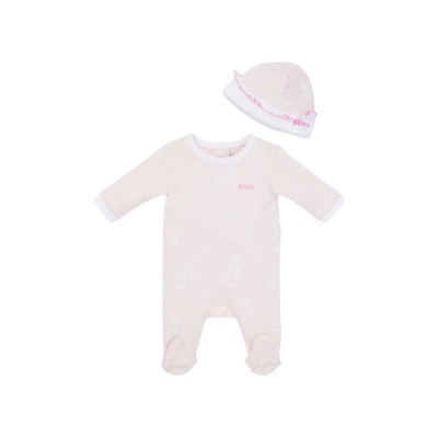 Baby Bunny Sleepsuit And Hat Light Pink