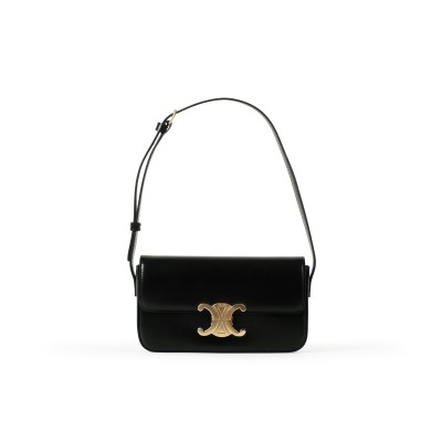 Shoulder Bag Claude In Shiny Calfskin Black