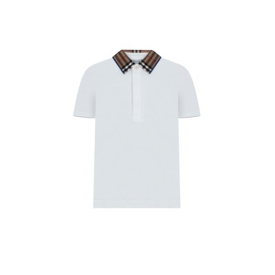 Kids Johane EKD Polo Shirt White Check Collar Cotton