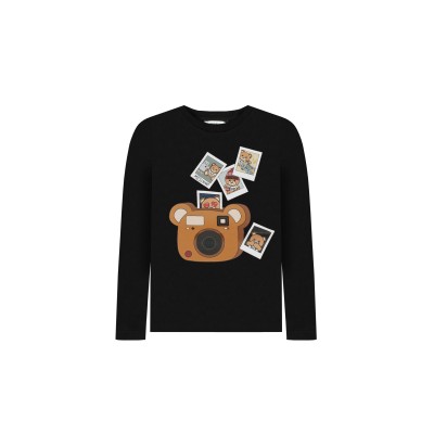 Kids Tshirt Long Sleeve Black Polaroid Print