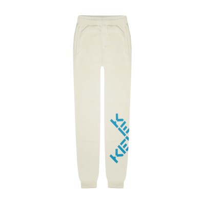 Track Pants Cream Cross Logo Blue